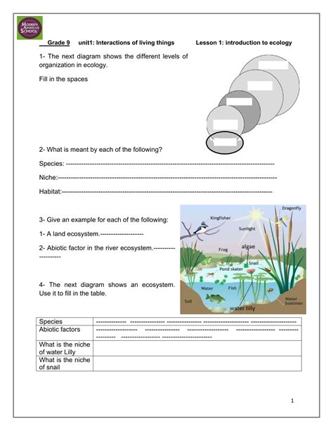 A) The increase in sewage waste from 1950 to 1970 was due to a decreasing human population. . Introduction to ecology worksheet pdf with answers